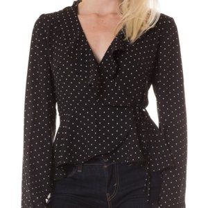 BLACK POLKA-DOT WRAP TOP